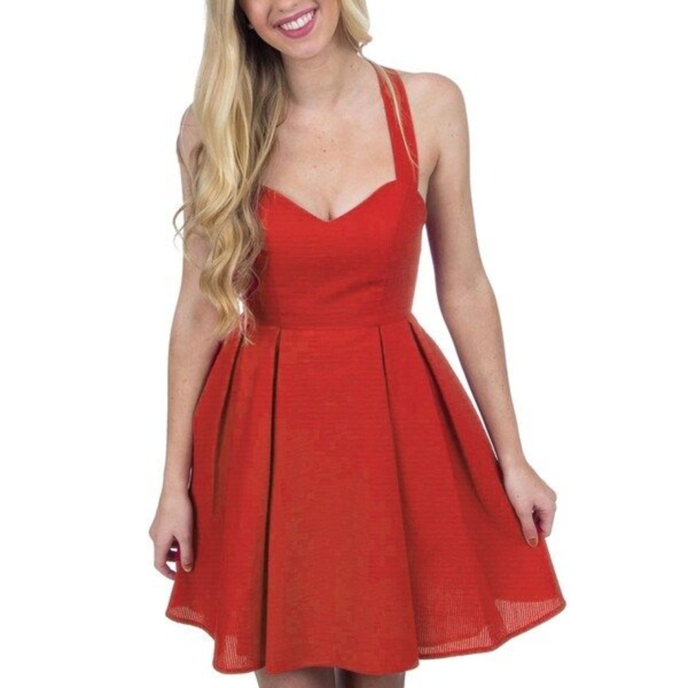 NWT Lauren James Livingston Solid Dress Cardinal Red Seersucker Bow Back XL